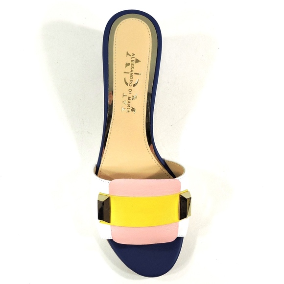 LEATHER WOMEN'S MULTICOLORED MULES - Picture 5 of 8